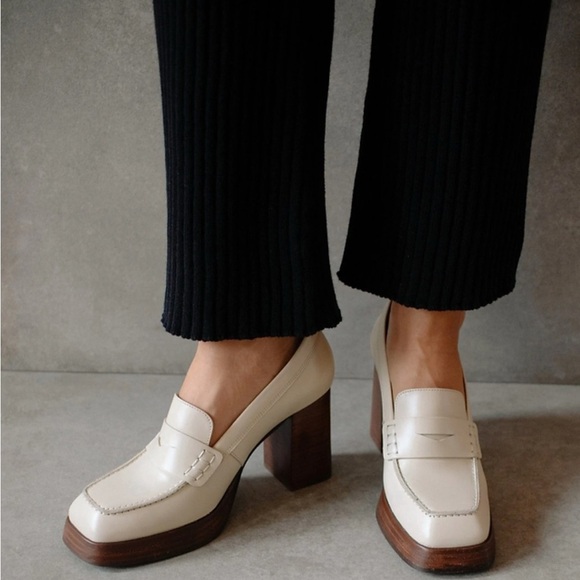 ALOHAS Cream Block Heel Loafers Sz38 7/ 1/2 USA - Picture 4 of 9